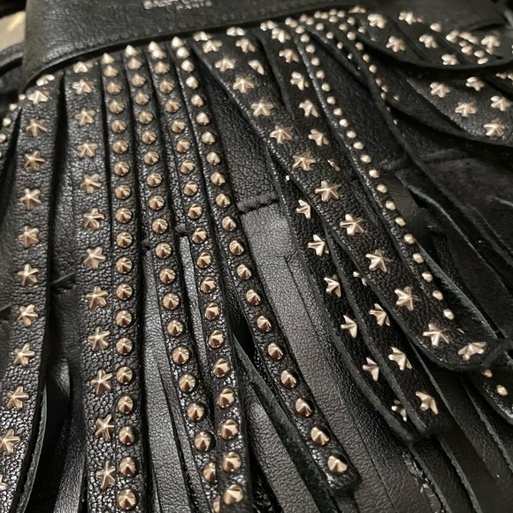 SAINT LAURENT STUDDED SMALL EMMANUELLE FRINGE BAG - Picture 3 of 15